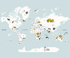 Papier peint Carte du monde en Francais enfant bleu glacier - Muralconcept