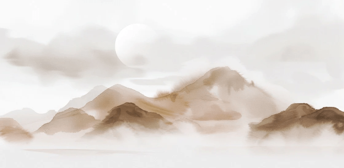 Papier peint montagnes voilées – Lueur sépia - Muralconcept