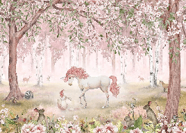 Papier peint licorne féerique rose, XXL, tendance
