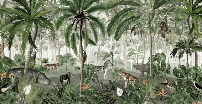 Baby wallpaper featuring animals in harmony