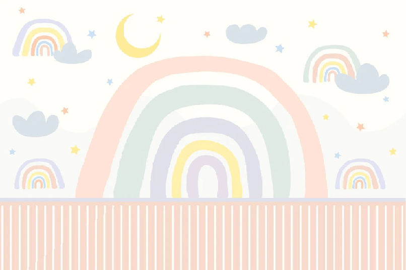 Papier peint chambre fille arc en ciel