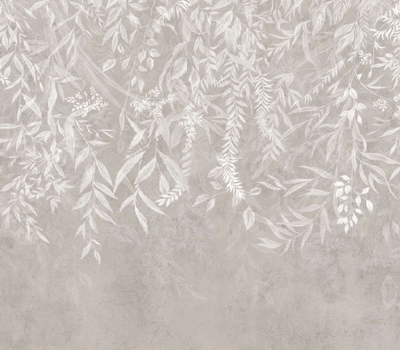 Papier peint design végétal moderne beige - Muralconcept