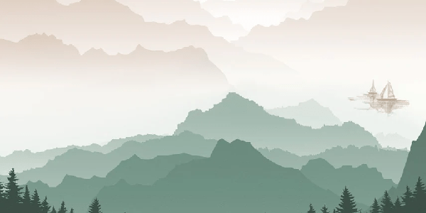 Papier peint montagne dans brume terracotta