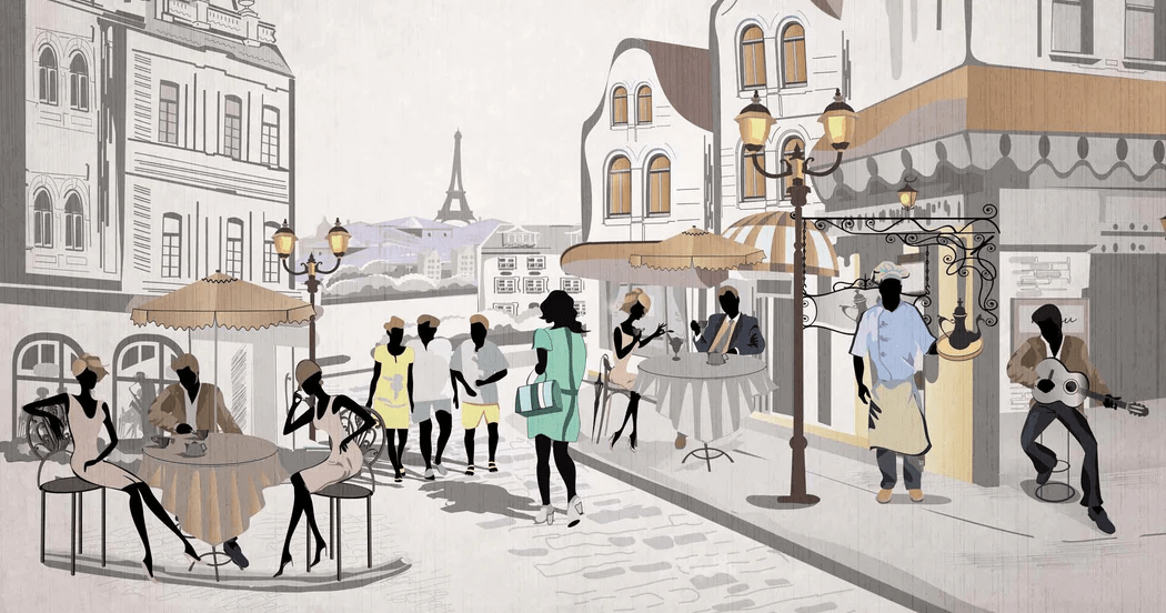 Papier peint français Paris café en terrasse - Muralconcept