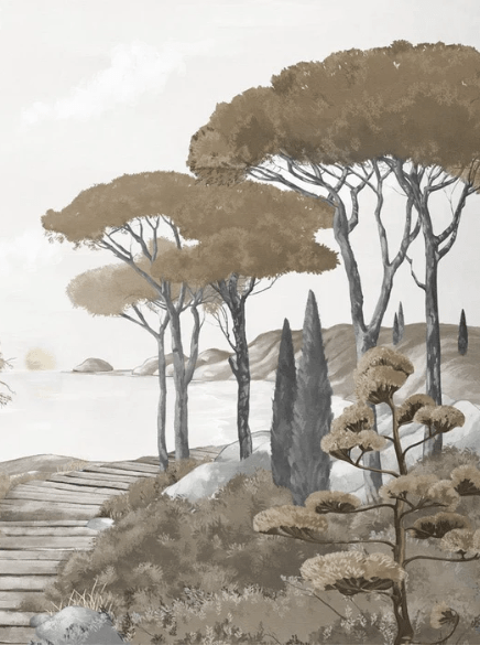 Papier peint balade dans les calanques brun - Muralconcept