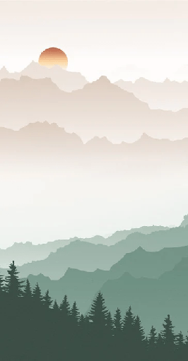 Papier peint montagne dans brume terracotta, XXL, tendance