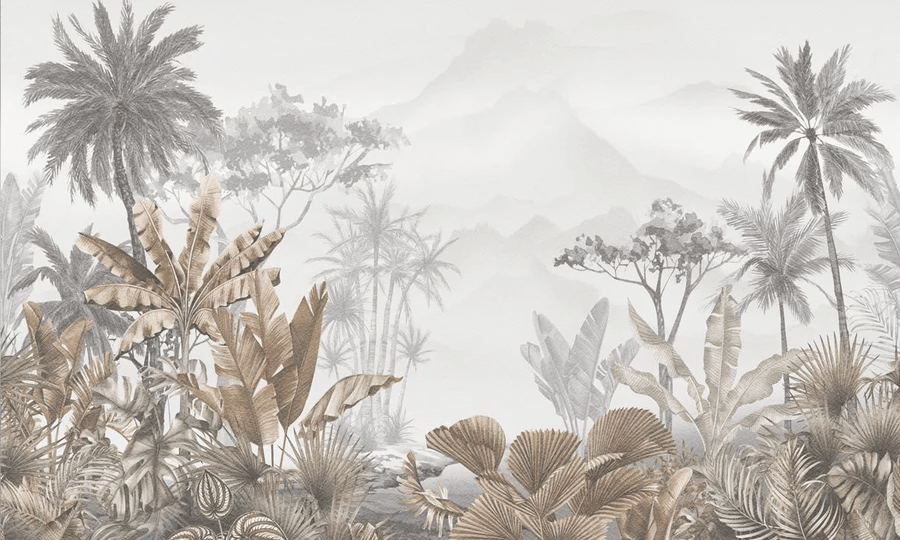 Papier peint tendance tropical sepia - Muralconcept