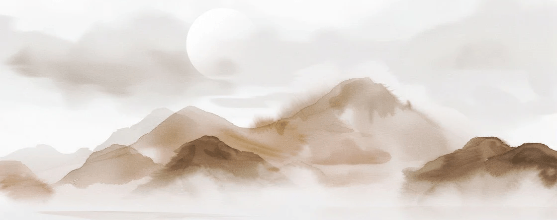 Papier peint montagnes voilées – Lueur sépia - Muralconcept