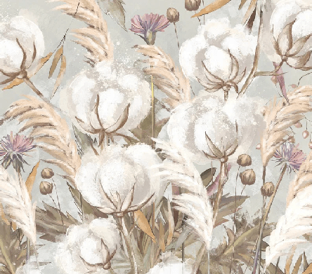 Papier peint panoramique fleur coton, XXL, tendance