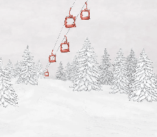Papier peint montagne télécabine rouge - Muralconcept