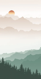 Papier peint montagne dans brume terracotta, XXL, tendance