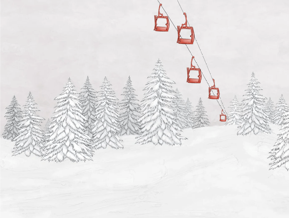 Papier peint montagne télécabine rouge, XXL, tendance