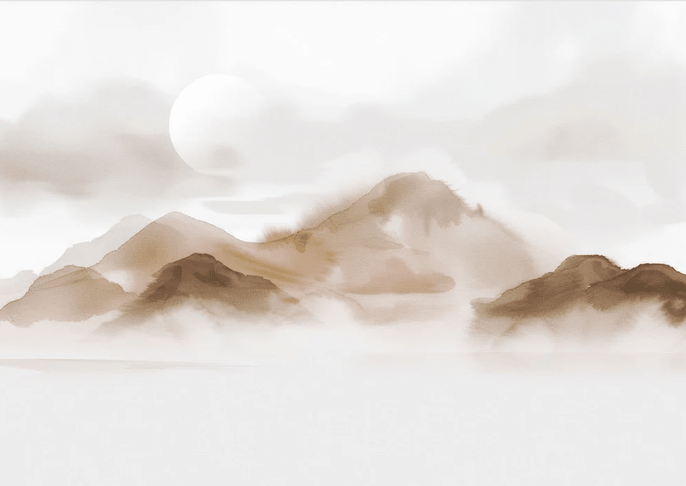 Papier peint montagnes voilées – Lueur sépia - Muralconcept