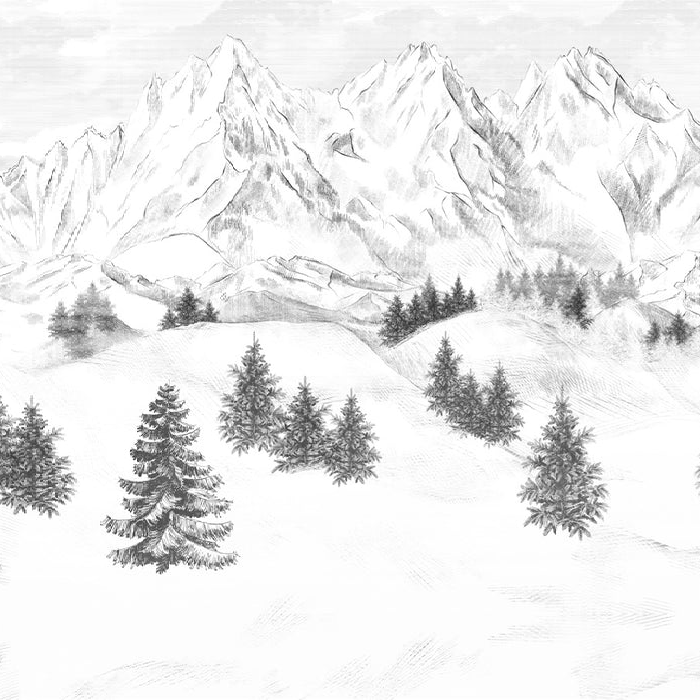 Papier peint montagne sommets de Chamonix, XXL, tendance