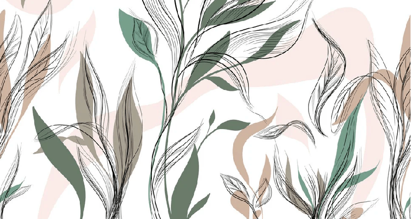 Papier peint panoramique fleur graphique - Muralconcept