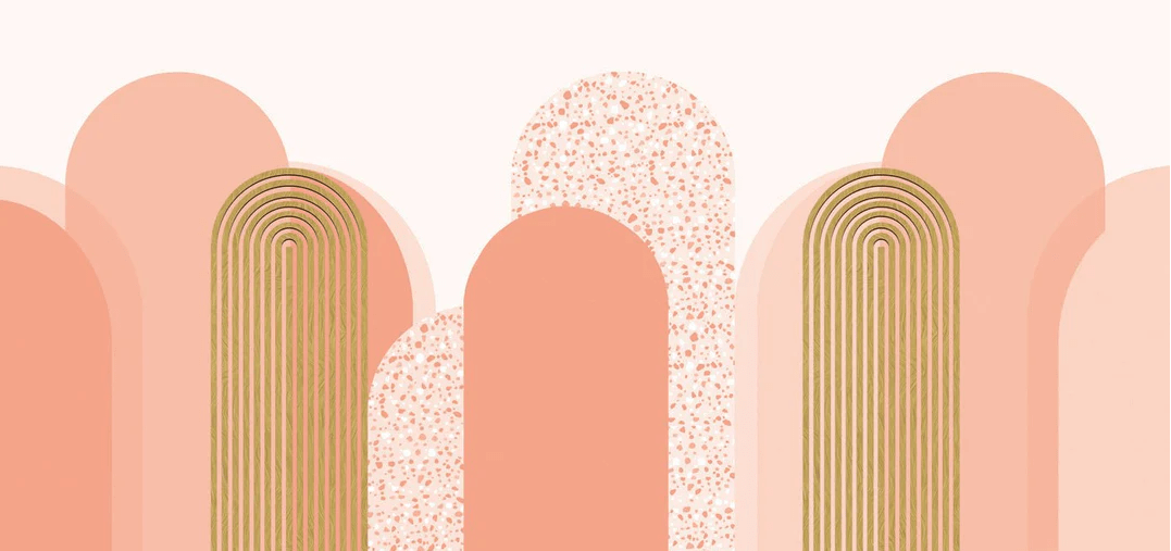 Papier peint Art déco graphique tendance rosé - Muralconcept