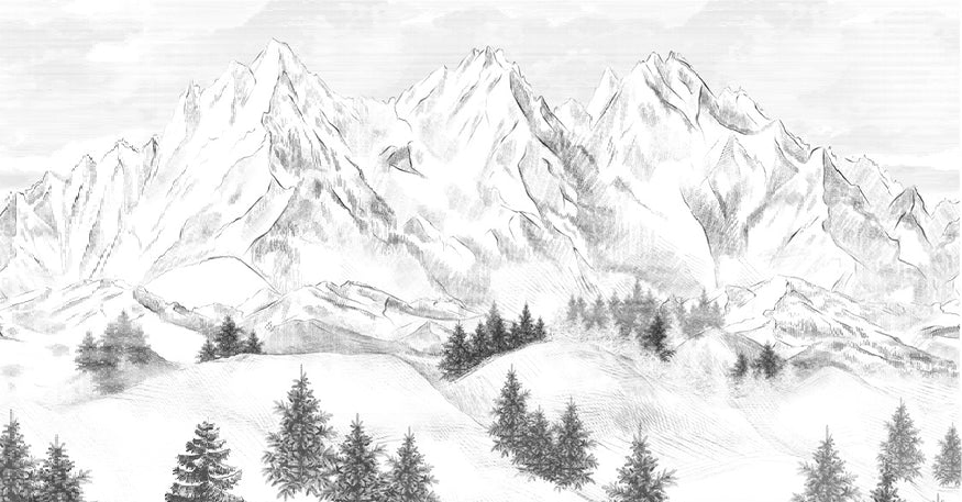 Papier peint montagne sommets de Chamonix - Muralconcept