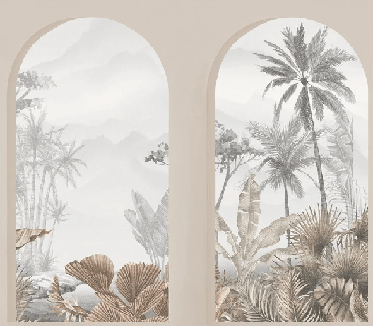 Papier peint arches tropicales sépia, XXL, tendance