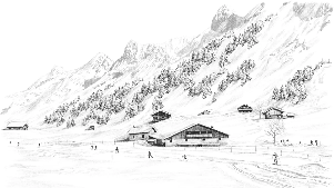 Papier peint Clusaz ski fond montagne Confins, XXL, tendance