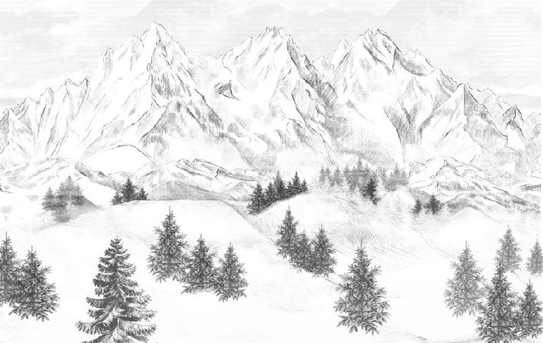 Papier peint montagne sommets de Chamonix - Muralconcept