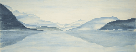 Papier Peint Vue Grand Albigny | Les Bleus du Lac® - Muralconcept