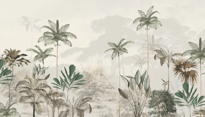 Papier peint panoramique jungle eden vert - Muralconcept