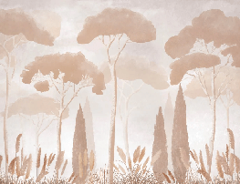 Papier peint sépia cyprès pins - Muralconcept