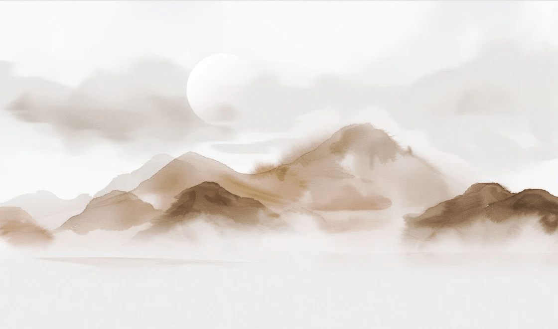 Papier peint montagnes voilées – Lueur sépia - Muralconcept