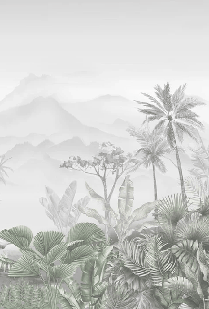 Papier peint wc tendance tropical vert - Muralconcept