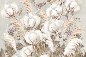 Papier peint panoramique fleur coton - Muralconcept