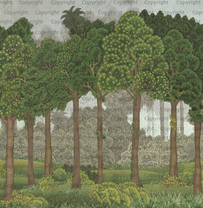 Large trees illustrated wallpaper