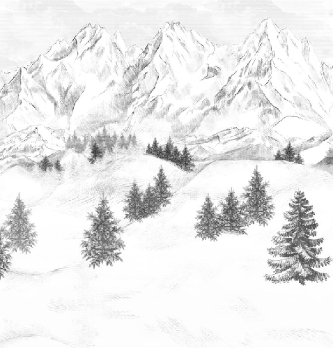 Papier peint montagne sommets de Chamonix - Muralconcept