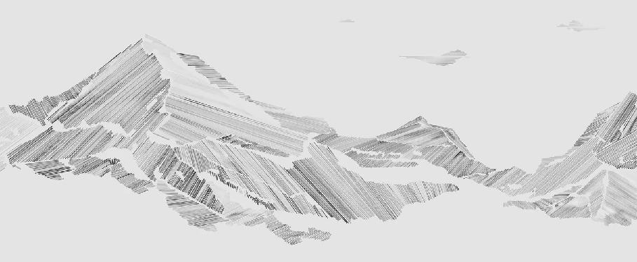 Papier peint restaurant montagne graphique style - Muralconcept