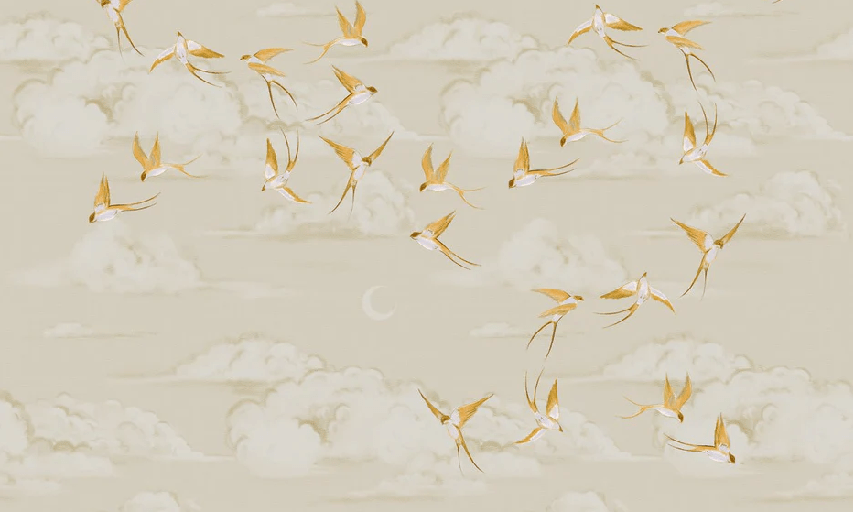 Papier peint bureau envol oiseau doré - Muralconcept