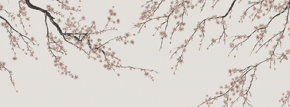 Papier peint panoramique Sakura beige - Muralconcept