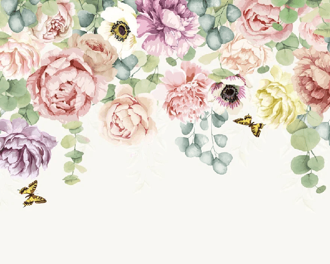 Papier peint jardin de fleurs, XXL, tendance