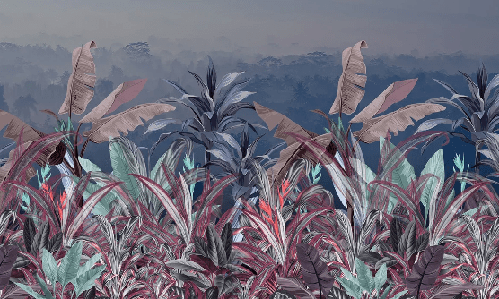 Panoramic botanical wallpaper, XXL, tendance