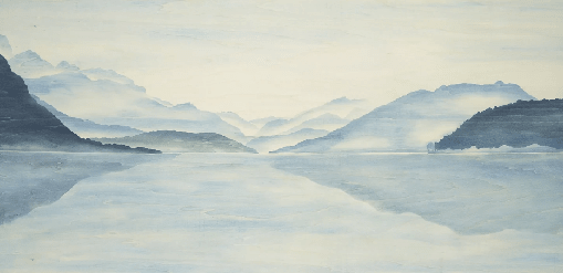 Papier Peint Vue Grand Albigny | Les Bleus du Lac® - Muralconcept