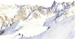 Papier peint alpinisme la cordée - Vallée blanche - Muralconcept