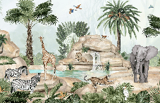 Papier peint enfant oasis animale