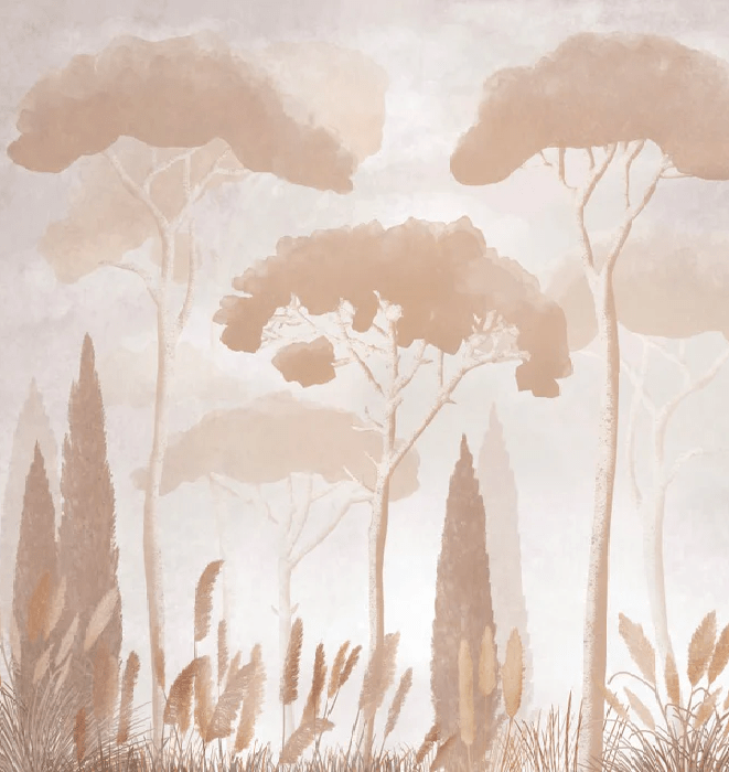 Papier peint sépia cyprès pins, XXL, tendance
