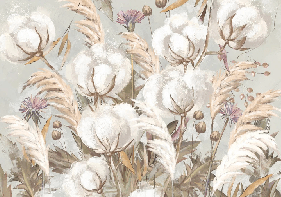 Papier peint panoramique fleur coton - Muralconcept