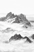 Papier peint panoramique montagne noir et blanc - Muralconcept