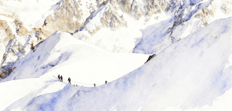 Papier peint alpinisme la cordée - Vallée blanche - Muralconcept