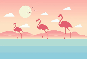 Papier peint enfant tropical flamant rose