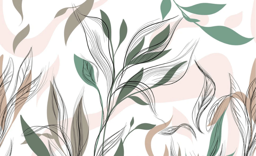 Papier peint panoramique fleur graphique, XXL, tendance