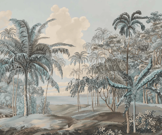 Papier peint paysage Célèbes bleuté