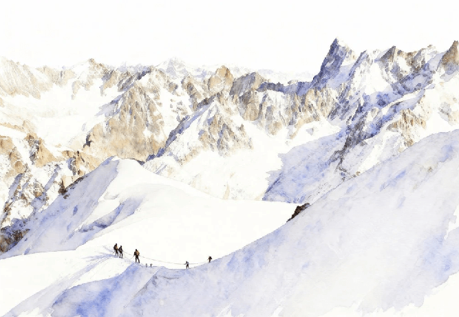 Papier peint alpinisme la cordée - Vallée blanche - Muralconcept