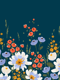 Papier peint panoramique bleu velours floral