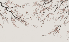 Panorama-Tapete Sakura beige - Muralconcept